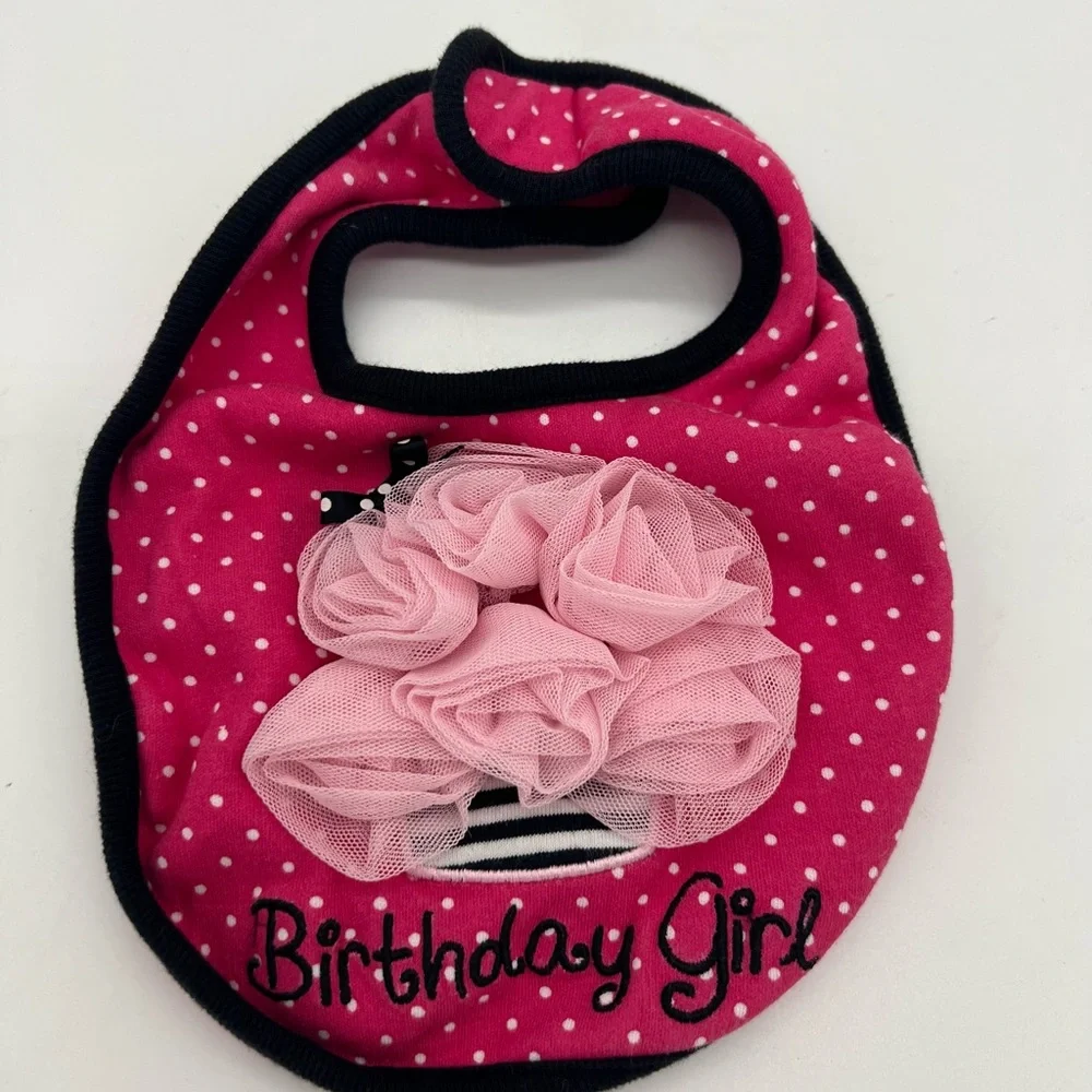 Koala Kids Baby Pink Polka Dots Birthday Girl Bib